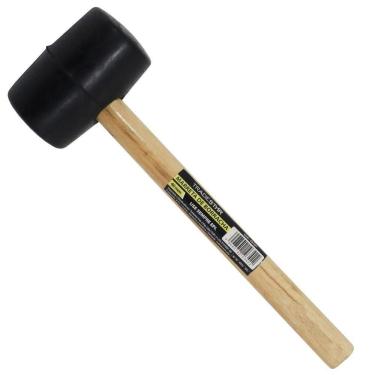 Imagem de Martelo De Borracha 40 Mm Preto Cabo Madeira Tradestar