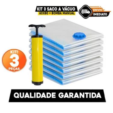 Imagem de Kit 12 Saco a Vácuo 60x80 + Bomba Manual Organização de Roupas Mala Vi