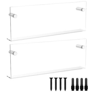 Imagem de Tcwhniev 2 porta-revistas de acrílico, porta-revistas de acrílico transparente, estante de parede fácil de instalar, suporte de livro de parede de acrílico flutuante para sala de casa, escritório