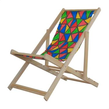 Imagem de Espreguiçadeira Dobrável em Madeira Maciça para Varanda – Reclinável, Sem Braço, Natural (Colorido)