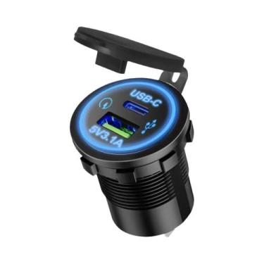 Imagem de Adaptador De Carregamento Rápido Dual USB-C Para Carro E Moto 12V Para