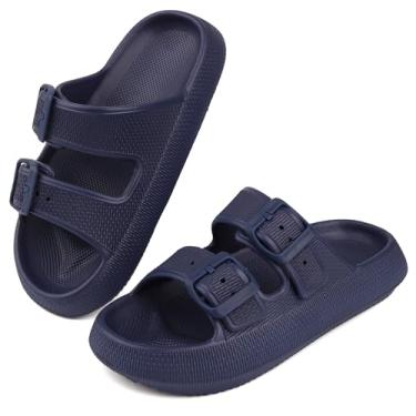 Imagem de Tsukare Sandálias infantis com fivela na nuvem, chinelos de dedo para meninos e meninas, chinelos de banho juvenis, praia, piscina, EVA ajustável, chinelos de verão (12 crianças pequenas - 7 crianças