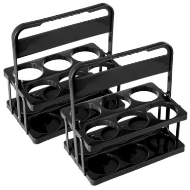 Imagem de EATHEATY 2 peças de transporte de bebidas com alça - suporte de plástico dobrável para bebidas 6 xícaras - acessórios de transporte de bebidas de garrafa de cerveja preta reutilizável para entrega