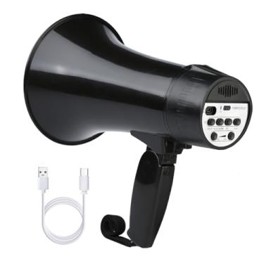 Imagem de UZOCHI Alto-falante megafone Bullhorn recarregável de 20 watts, sirene e gravação 240s, mega telefone portátil com visor de energia e alça (preto)