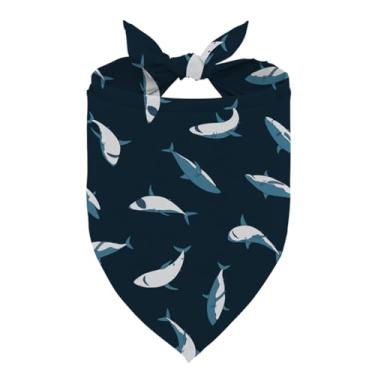Imagem de Bandana para cães com estampa de tubarão, cachecol ajustável e confortável com estampa de tubarão, cachecol de animal de estimação fofo para praia, litoral, lenço para cães pequenos e médios meninos e