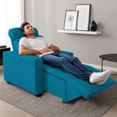 Imagem de Poltrona Cadeira Do Papai E Mamãe Reclinável Retrátil Para Sala De Descanso Madri Turquesa