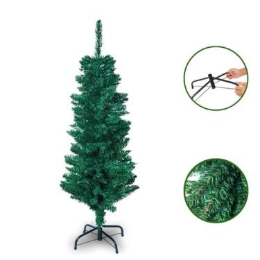 Imagem de Árvore de Natal Slim 1,20m 200 Galhos Realistas Articuláveis Verde Com