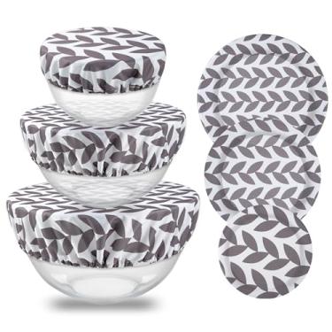 Imagem de Capas de tigela reutilizáveis Wegreeco Premium – Conjunto de 3 – Capas de tigela, Grey Leaf