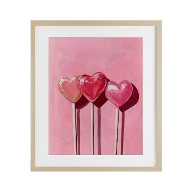 Imagem de Stupell Industries Impressão emoldurada de três pirulitos em bétula rosa sob vidro, design por Arlington Prints, 21 x 17