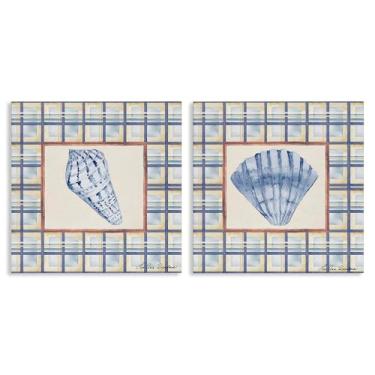 Imagem de Stupell Industries Conjunto de arte de parede em tela Sea Treasures Over Pattern 2 peças, design de Lee Ann Sanders, 43 x 43 cm