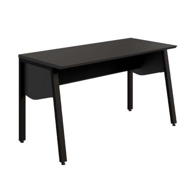 Imagem de Mesa Escrivaninha 135cm com Tampo Chanfrado e Pés Metálicos Industrial Executive Preto