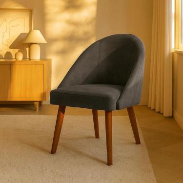 Imagem de Kit 4 Cadeiras de Jantar Lua Pe Palito Suede Cinza