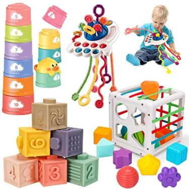 Imagem de 4 em 1 brinquedos sensoriais do bebê 6-12-18 meses, Montessori Pull S