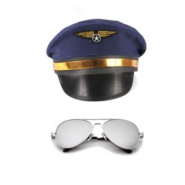 Imagem de Fantasia de Aviador Piloto Quepe e Óculos - 2 Peças