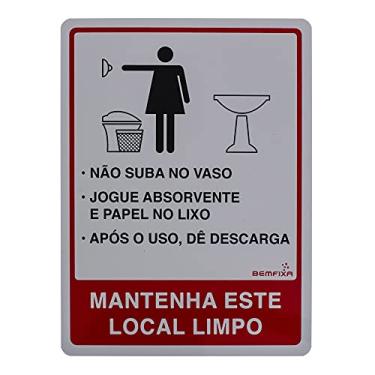 Imagem de Bemfixa 6680 Placa de PS Instruções Banheiro Feminino, 15 x 20 cm