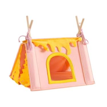 Imagem de Fenteer Tenda para esconder hamster, para hamster, atividade quente, tenda para porquinhos-da-índia, gaiola em túnel, caverna para pequenos animais, Rosa