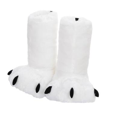 Imagem de KiBcsLic Botas femininas de chinelo de casa, macias, quentes, de pelúcia, com pata de urso, para festa no escritório, L