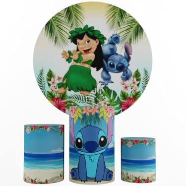 Imagem de Kit Decoração Festa, Painel Stitch + Trio Capas De Cilindros (Color 10)