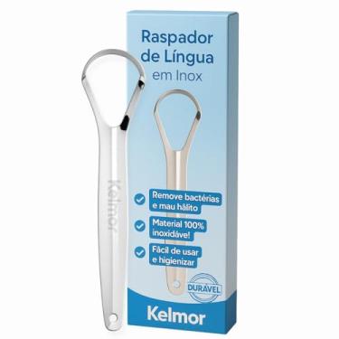 Imagem de KELMOR Raspador De Língua Inox Cirúrgico Limpador Bucal Profissional Escova de Língua em Aço Inoxidável Higiene Oral Combate Mau Hálito Fácil Uso e Limpeza Durável e Anatômico