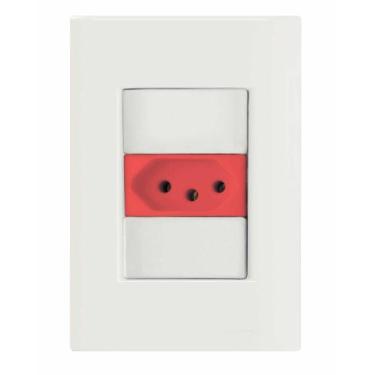 Imagem de Conjunto 4x2 com 1 Tomada 2P+T 20 A 250 V Tramontina Giz Vermelho e Br