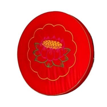 Imagem de pufe Travesseiro de chão lótus chinês, almofada meditação, oração, travesseiro decorativo redondo para sentar no(Red)