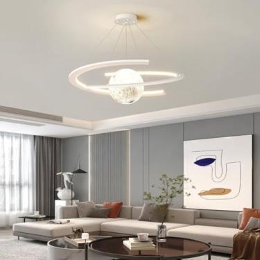 Imagem de Lustre LED Quarto Infantil Moderno 65W Estrela Espacial Luminária Pendente Regulável Luz Acrílica Planeta Terra Bola Arte Decoração de Casa Fantasia Interior Iluminação Infantil Desenho Anim