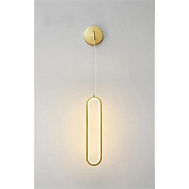 Imagem de Luminária de parede LED simples - Luminária de parede moderna, arandela compatível com iluminação interna de sala de estar, luzes de cabeceira para decoração de casa, parede dourada-bianca
