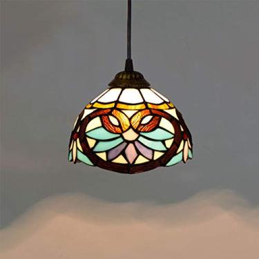 Imagem de Luminária pendente clássica de 8 polegadas, pequena luminária pendente barroca europeia, lustre de vidro colorido incomum, amor quente, sala de estar, sala de jantar, varanda, corredor, vara