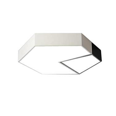 Imagem de Lustre de teto LED, luminárias de montagem embutida geométrica, luminária de teto preta e branca para sala de estar, quarto, sala de jantar, lustre de montagem em acrílico de metal (A 38
