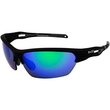 Imagem de Raze Óculos de sol Eyewear Pursuit Sport Black Raze Touch Frame Green HD Z Lente espelhada Masculino Polarizado, Verde, Adult