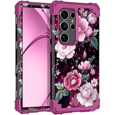 Imagem de Rancase Capa para Galaxy S24 Ultra, proteção resistente à prova de choque de três camadas de plástico rígido + capa protetora de borracha de silicone macio para Samsung Galaxy S24 Ultra 5G, brilha no