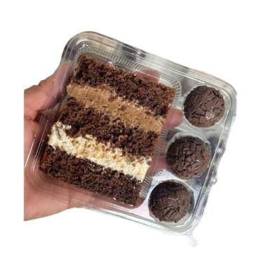 Imagem de Embalagem Delícias de Festa para Fatia de Torta/Bolo e 3 Docinhos (Com tampa) (50)