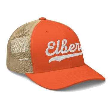 Imagem de Elbert Boné Elbert Trucker Boné de Beisebol Bordado Escrita Vintage Malha Esportiva Swoosh Presente Lembrança Headwear CO TX, Laranja/cáqui rústico, tamanho �nico