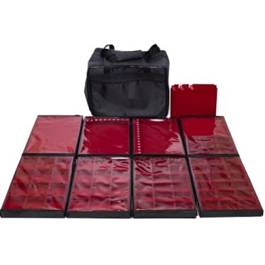 Imagem de Bolsa Grande Porta Joias 8 Bandejas Completas Organizadoras Para Joias Bijuteria Viagem Guarda Joia(Vermelho)
