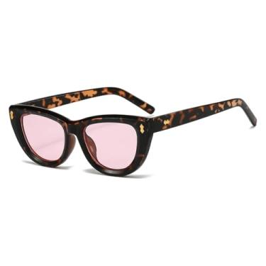 Imagem de HPIRME Óculos de sol femininos com armação oval e armação grossa, estilo retrô, UV400 (MN5752-C10)