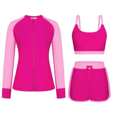 Imagem de Roupa de banho Rash Guard Kate Kasin, 3 peças de proteção solar femini