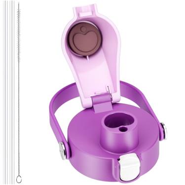 Imagem de Tampa de substituição para garrafa de água Owala Freesip, compatível com Owala 473 ml, 680 g, 740 ml, 947 ml, 1,134 g, vem com 2 canudos e 1 escova de palha, acessórios Owala sem BPA, à prova de