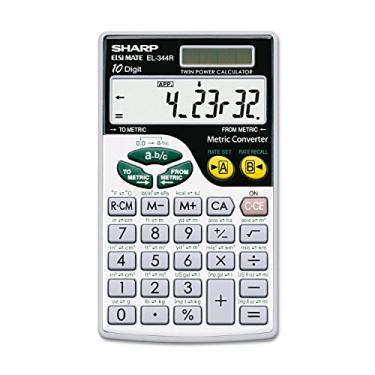 Imagem de Sharp EL344RB Calculadora de 10 dígitos com pontuação, conversor métrico, visor LCD alimentado por energia solar, calculadora de bolso pequeno para estudantes e profissionais