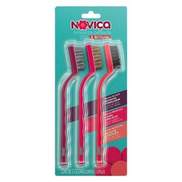 Imagem de Kit 3 Escovas de Aço Metálica Nylon Limpeza Pesada Noviça - Novia