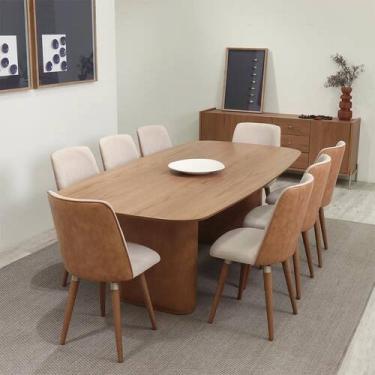 Imagem de Conjunto de Jantar Mesa Retangular Lintz com 8 Cadeiras Dakota - Canel