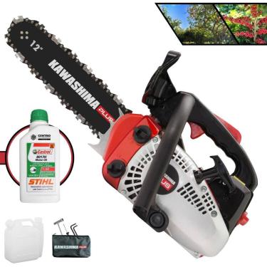 Imagem de Motosserra Motor Serra Kawashima KCS-260P À Gasolina 2T 25,4cc Alta Rotação e Potência Leve e de Fácil Manuseio + ÓLEO STIHL 8017 2T