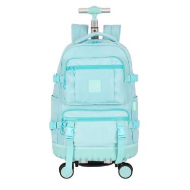 Imagem de Mochila 4 Rodas Costas UP4YOU Juvenil Nylon Original Design, Turquesa