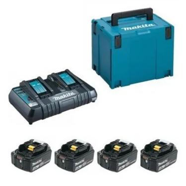 Imagem de Kit Carregador DC18RD 127V com 4 Baterias BL1850B Makita