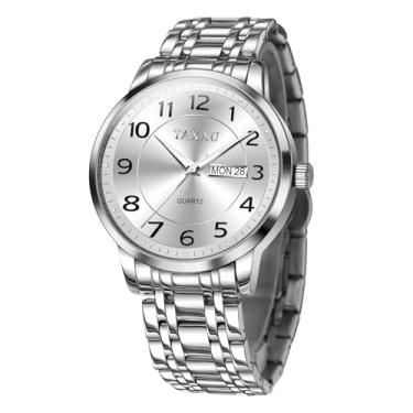 Imagem de Taxau Relógio masculino G8405G clássico prata aço inoxidável, Pulseira prata branca - G8405, round, Minimalista