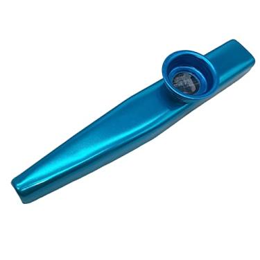 Imagem de Apito Kazoo de metal, Kazoo de metal, instrumento profissional de metal Kazoo para reprodução de música vibrante, azul