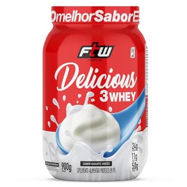 Imagem de Delicious 3 Whey Proteína Hidrolisada Concentrada E Isolada Pote 900g Sabor Iogurte Grego - FTW