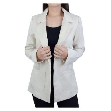 Imagem de Blazer Feminino Parado no Ar Linho Off White - 72113-Feminino