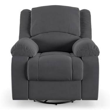 Imagem de Poltrona do Papai Reclinável Sala de Cinema Barcelona Glider Manual Giratória Veludo Cinza Grafite G23