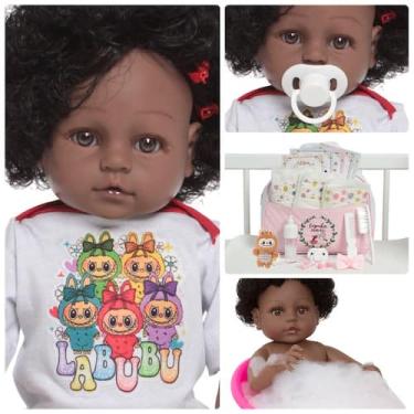 Imagem de Bebê Reborn De Silicone Boneca Negra Com Bolsa Maternidade - Cegonha R