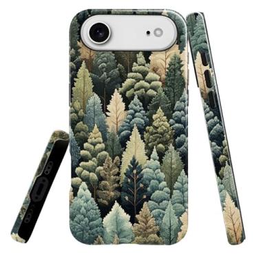 Imagem de heindiy Compatível com iPhone 17 Air, capa brilhante, proteção total, à prova de choque, anti-arranhões, capa de TPU, capas para homem mulher - Natal exuberante coníferas